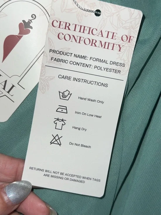 NWT Mint Green Chiffon Hi-Low Dress | Beaded Waist Formal Mother of the Bride - Picture 6 of 11